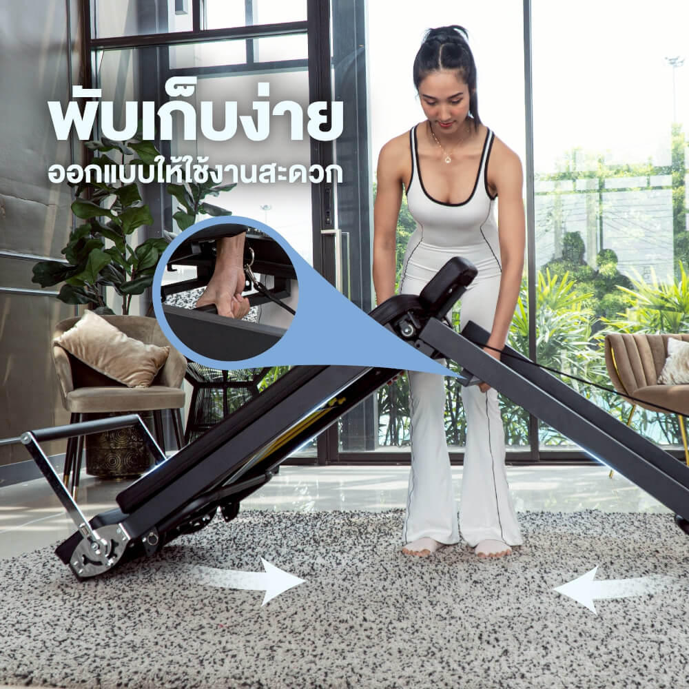เครื่องพิลาทิส HOMEFITTOOLS PILATES REFORMER FOLDABLE รุ่น PRIME สีดำ (รวมอุปกรณ์เสริม)